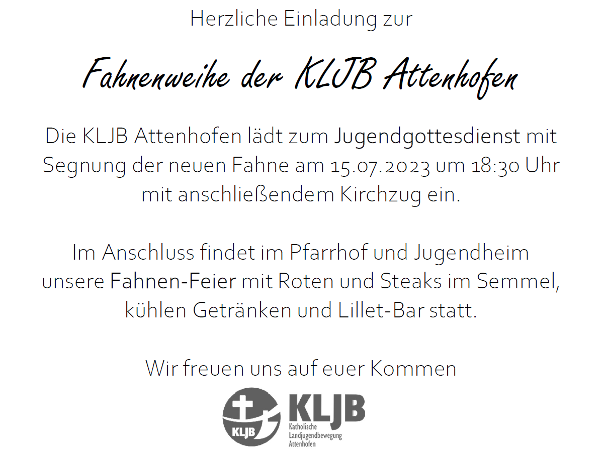 Einladung Fahnenweihe KLJB Attenhofen